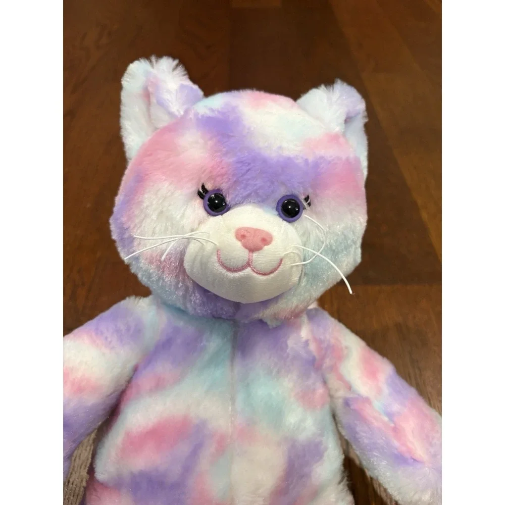Build A Bear Workshop Plush Pastel Swirl Tie-Dye Kitty Cat Pink Purple Rainbow